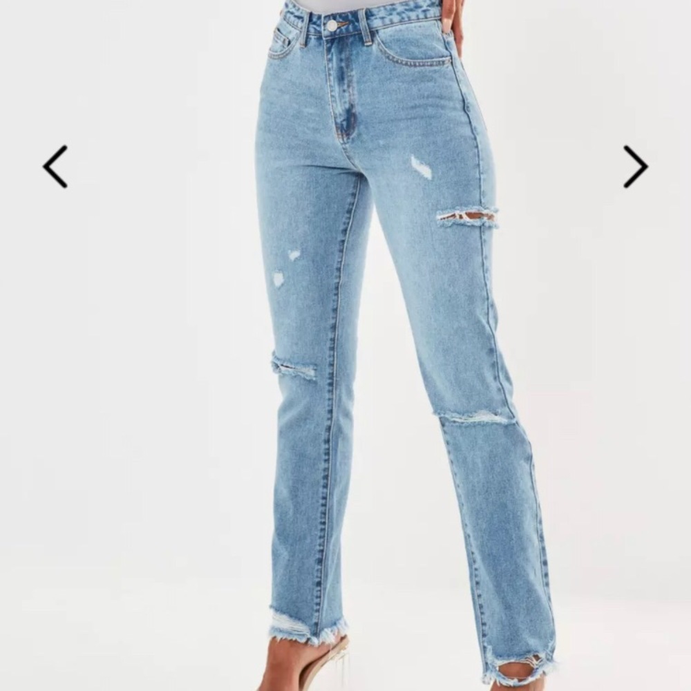 slim straight high waisted jeans